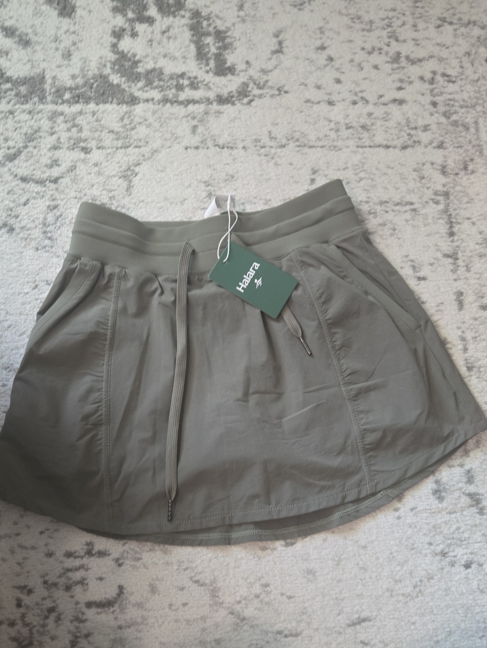 HALARA Olive Green Skater Skort with Drawstring Waist